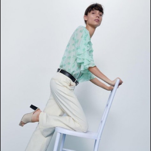 Zara chiffon ruffle blouse size small - Picture 2 of 9